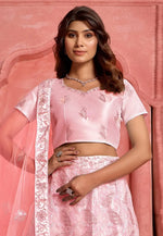 Load image into Gallery viewer, Peach Net A Line Lehenga Choli
