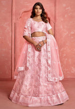 Load image into Gallery viewer, Peach Net A Line Lehenga Choli
