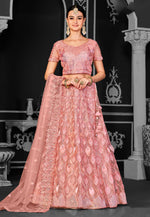 Load image into Gallery viewer, Peach Net A Line Lehenga Choli
