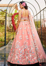 Load image into Gallery viewer, Peach Net A Line Lehenga Choli
