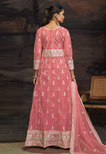 Load image into Gallery viewer, Peach Net Embroidered Anarkali Suit
