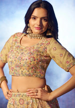Load image into Gallery viewer, Peach Net Lehenga Choli For Wedding
