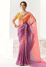 Load image into Gallery viewer, Peach Organza Half N Half Saree
