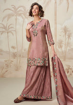 Load image into Gallery viewer, Peach Organza Sharara Suit
