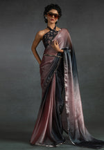 Load image into Gallery viewer, Peach Satin Silk Saree With Blouse
