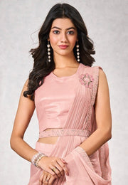 Peach Shimmer Georgette Saree With Blouse