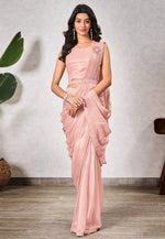 Load image into Gallery viewer, Peach Shimmer Georgette Saree With Blouse
