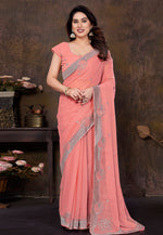 Load image into Gallery viewer, Peach Shimmer Saree With Blouse

