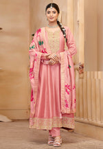 Load image into Gallery viewer, Peach Silk Anarkali Suit
