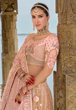 Load image into Gallery viewer, Peach Silk Bridal Lehenga Choli
