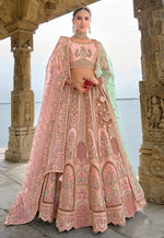 Load image into Gallery viewer, Peach Silk Bridal Lehenga Choli
