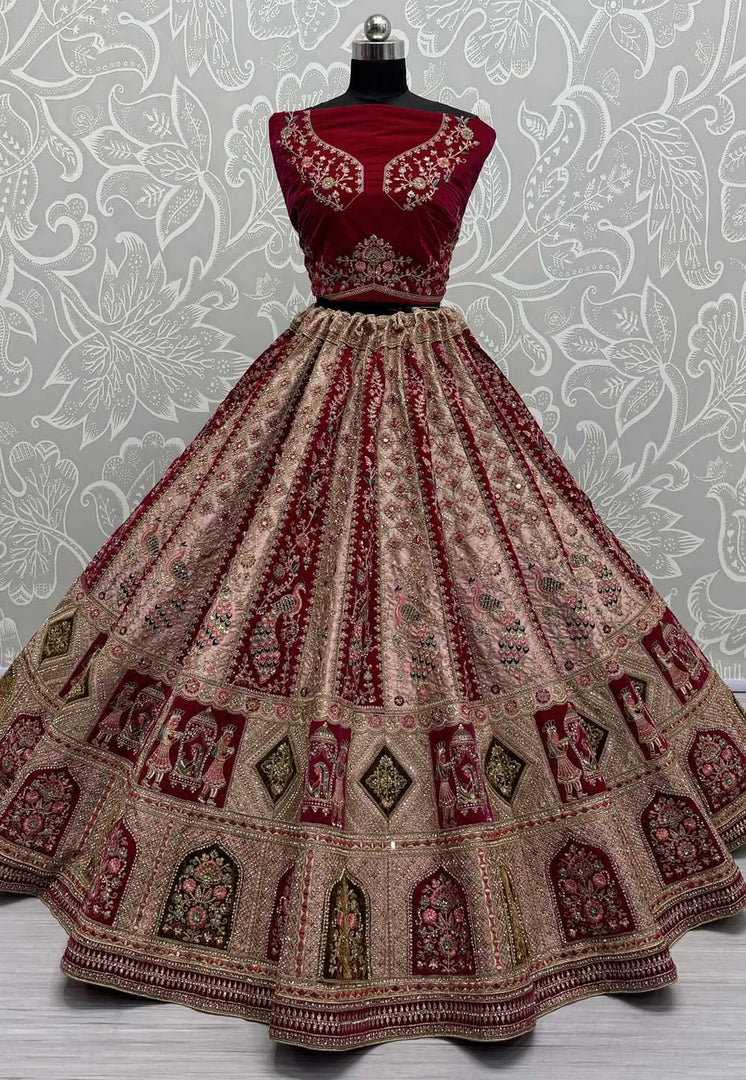 Peach Silk Bridal Lehenga Choli