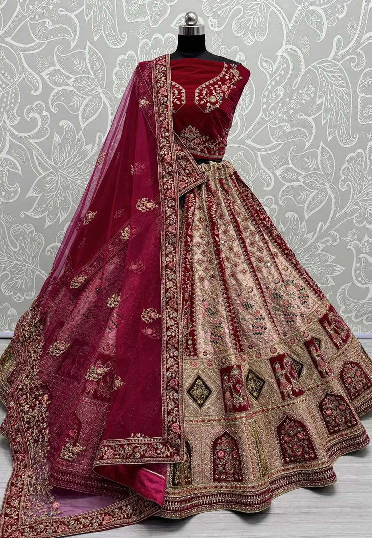 Peach Silk Bridal Lehenga Choli