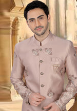 Load image into Gallery viewer, Peach Silk Indo Western Sherwani
