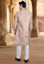 Load image into Gallery viewer, Peach Silk Indo Western Sherwani
