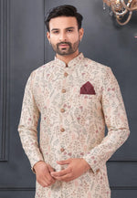 Load image into Gallery viewer, Peach Silk Indo Western Suit
