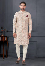 Load image into Gallery viewer, Peach Silk Indo Western Suit
