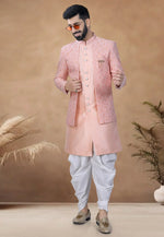 Load image into Gallery viewer, Peach Silk Indo Western Suit
