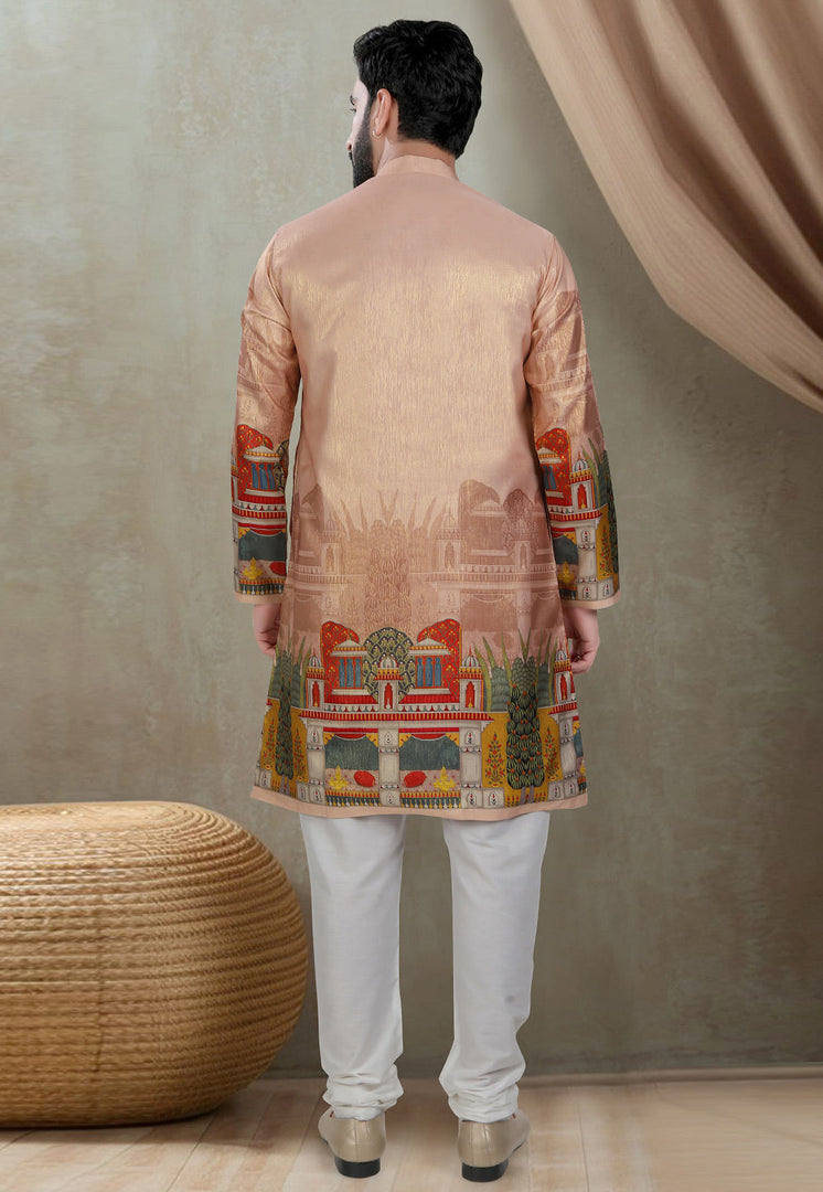 Peach Silk Kurta Pajama