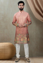 Load image into Gallery viewer, Peach Silk Kurta Pajama
