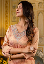 Load image into Gallery viewer, Peach Silk Long Kurti
