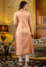 Load image into Gallery viewer, Peach Silk Long Kurti
