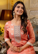 Load image into Gallery viewer, Peach Silk Long Kurti
