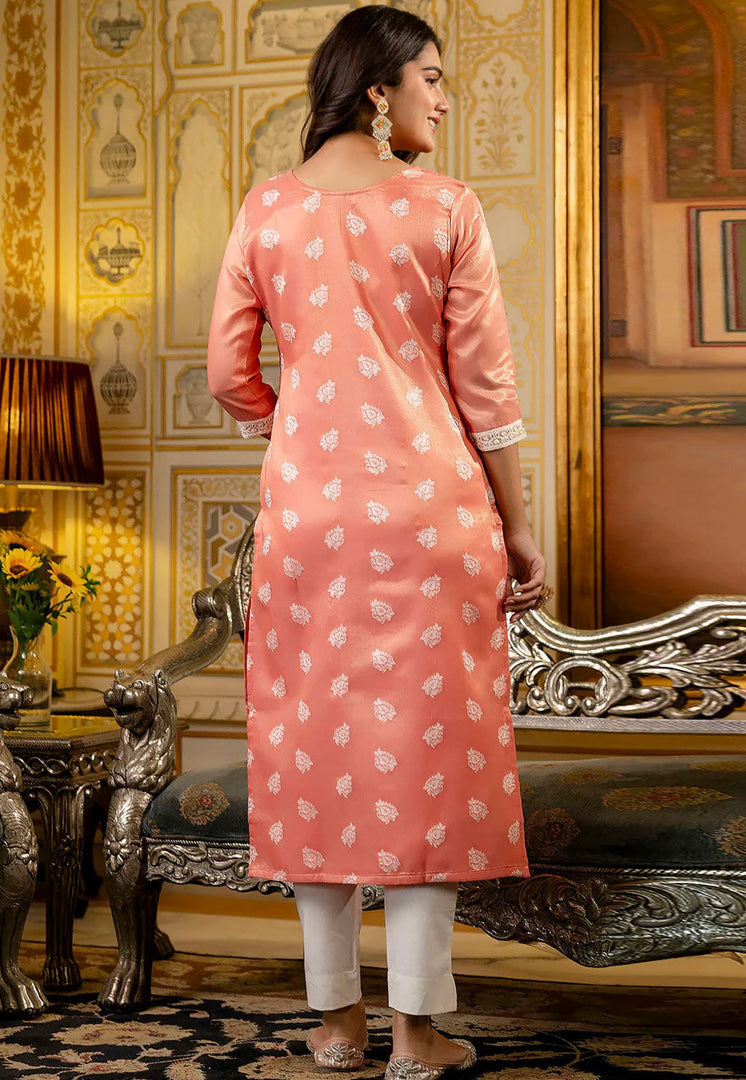 Peach Silk Long Kurti