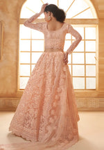 Load image into Gallery viewer, Peach Silk Net Wedding Lehenga Choli
