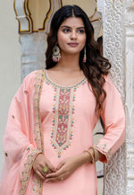 Load image into Gallery viewer, Peach Silk Readymade Pakistani Suit
