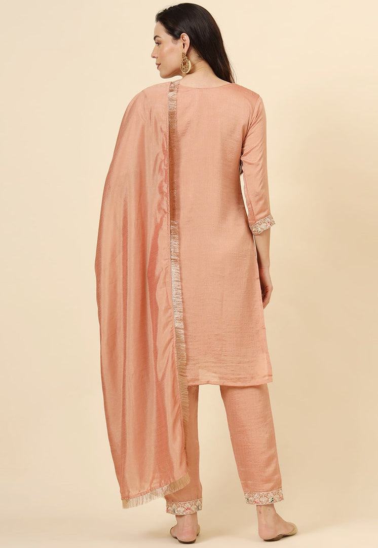 Peach Silk Readymade Pakistani Suit