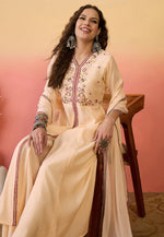 Load image into Gallery viewer, Peach Silk Readymade Palazzo Suit
