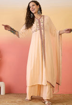 Load image into Gallery viewer, Peach Silk Readymade Palazzo Suit

