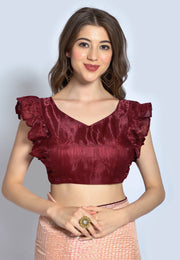 Peach Silk Saree With Blouse