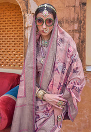 Peach Silk Saree With Blouse