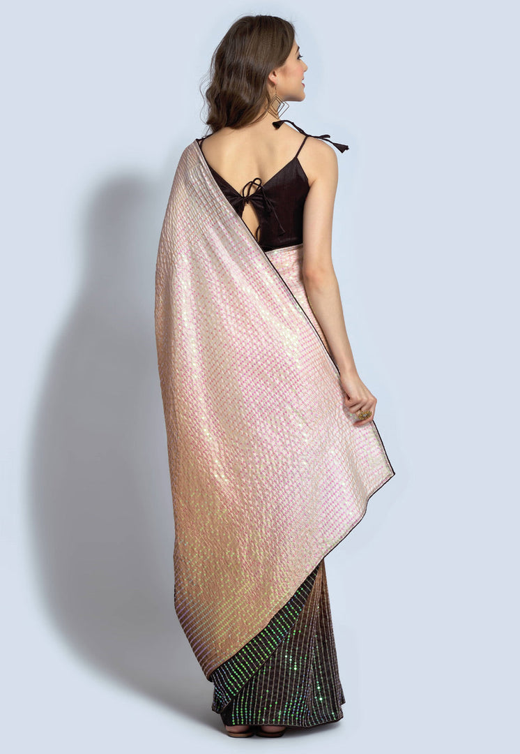 Peach Silk Sequence Saree