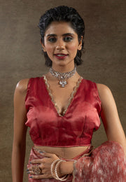 Peach Tissue Saree With Blouse