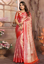 Load image into Gallery viewer, Peach Tissue Silk Saree With Blouse
