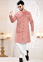 Load image into Gallery viewer, Peach Velvet Indo Western Suit
