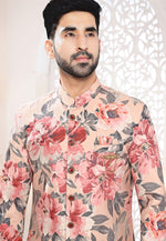 Load image into Gallery viewer, Peach Velvet Indo Western Suit
