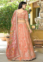 Load image into Gallery viewer, Peach Viscose A Line Lehenga Choli
