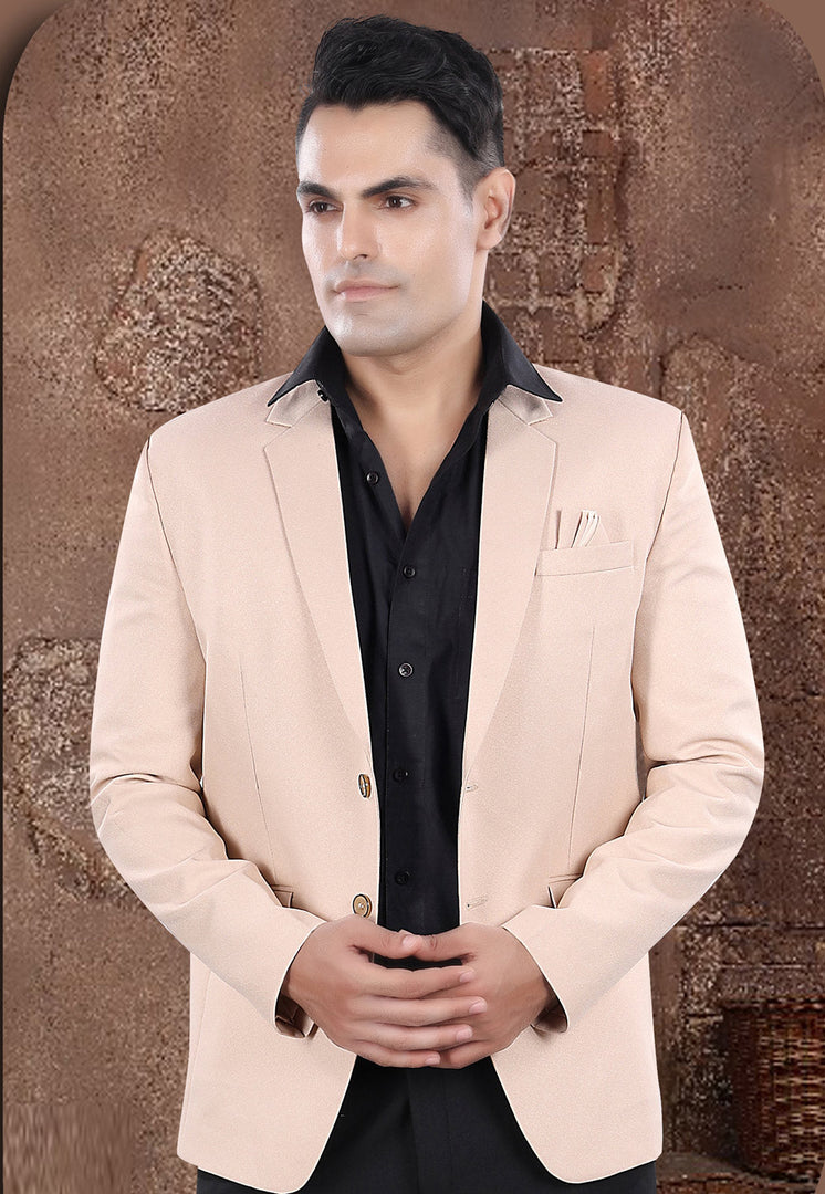 Peach Viscose Blazer With Pant