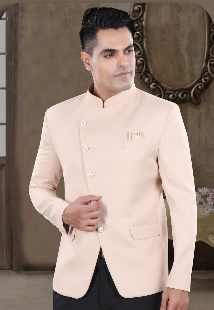 Peach Viscose Jodhpuri Suit