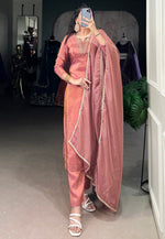 Load image into Gallery viewer, Peach Viscose Readymade Pant Style Suit
