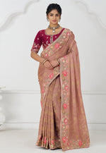 Load image into Gallery viewer, Peach Viscose Saree With Blouse
