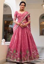 Load image into Gallery viewer, Pink Art Silk Circular Lehenga Choli
