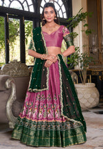 Load image into Gallery viewer, Pink Art Silk Circular Lehenga Choli
