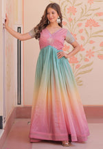 Load image into Gallery viewer, Pink Art Silk Gown

