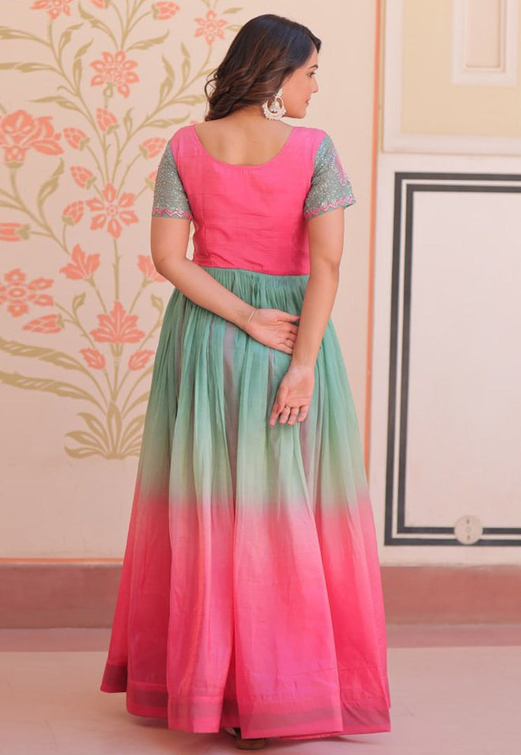 Pink Art Silk Gown