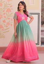 Load image into Gallery viewer, Pink Art Silk Gown

